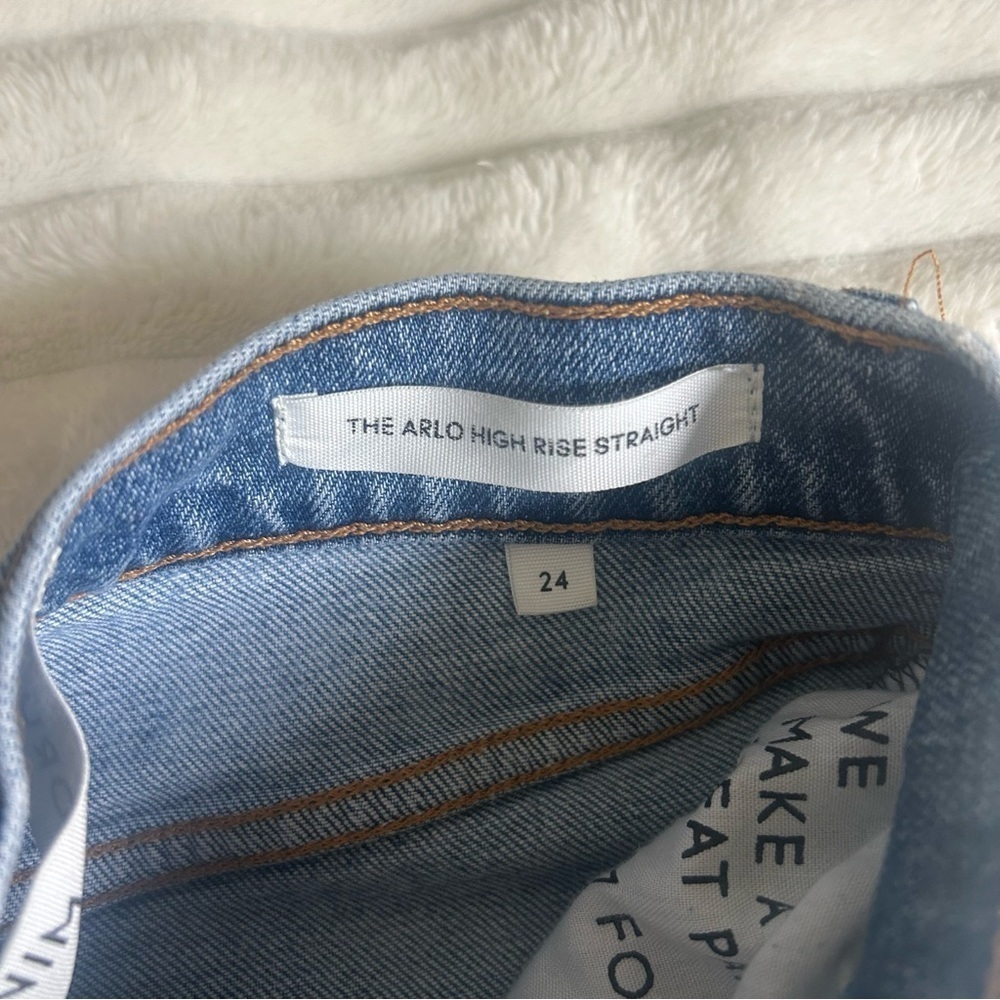 NWOT Womens Denim Forum The Arlo Hi-Rise Straight 24 Blue Jeans Button Fly - Picture 4 of 16